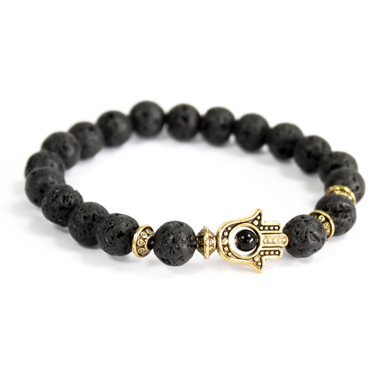 Hamsa Hand Lava Stone Bracelet | Gemstone Bracelet | Boho Jewellery