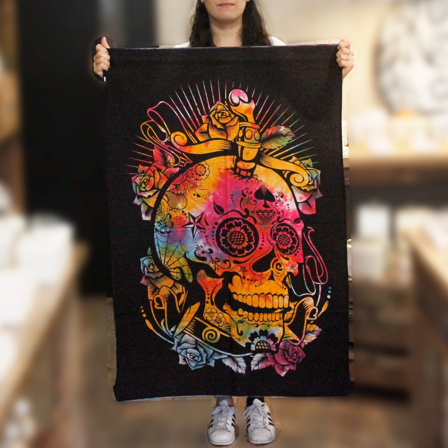 Cotton Wall Art | Day of the Dead Skull | Wall Hangings |Tapestries