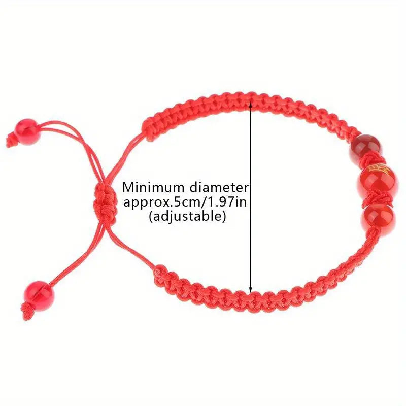 Chinese Zodiac Dragon Charm Red Rope Bracelet | Adjustable