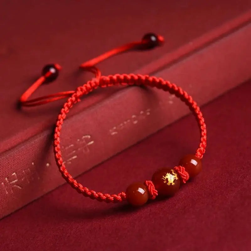 Chinese Zodiac Dragon Charm Red Rope Bracelet | Adjustable