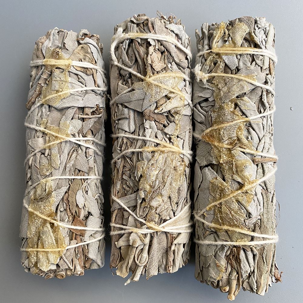 White Sage and Copal Resin | 4 Inch Herb Bundle | Smoke Cleansing