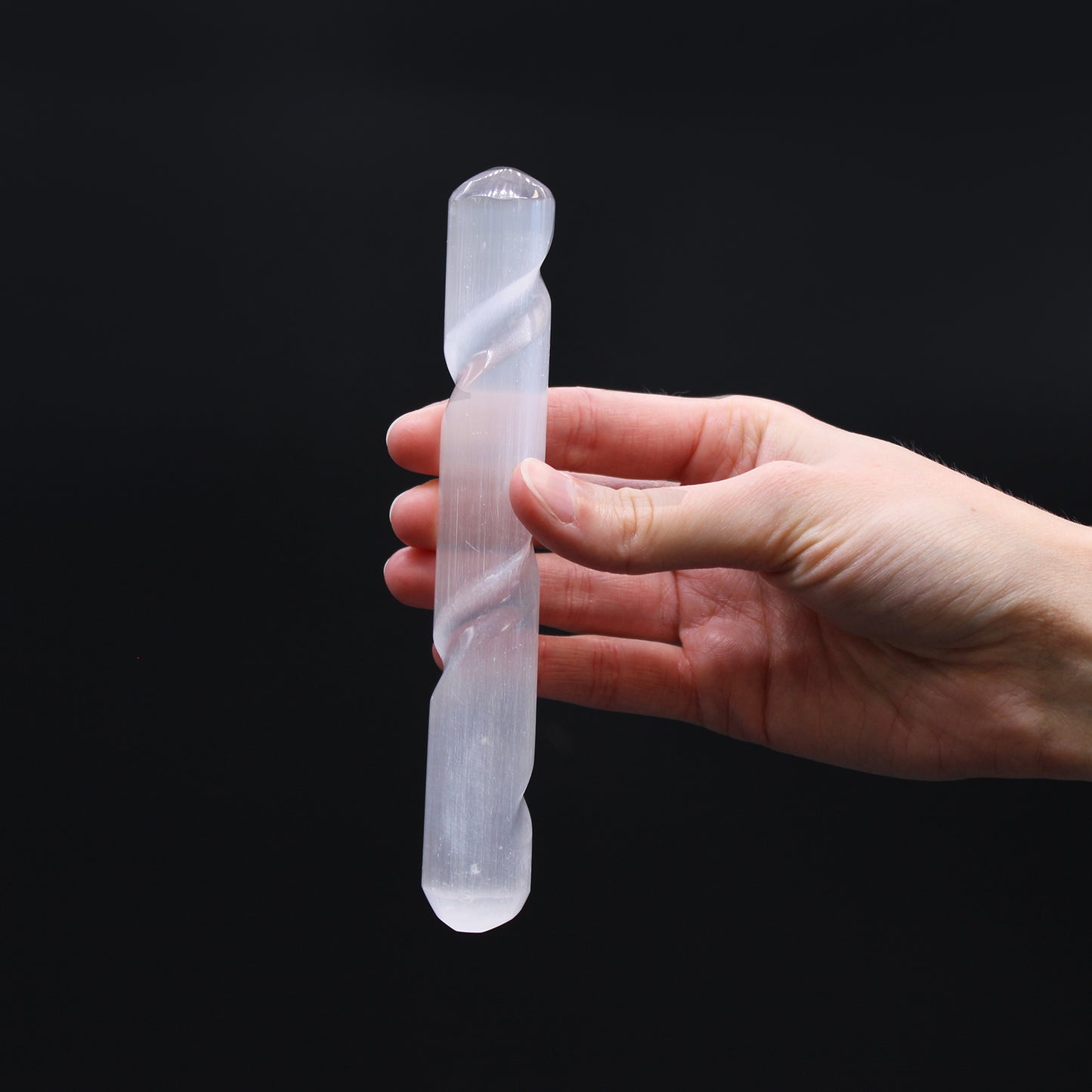 Selenite Spiral Wand | 16 cm | Round Both Ends | Altar Item