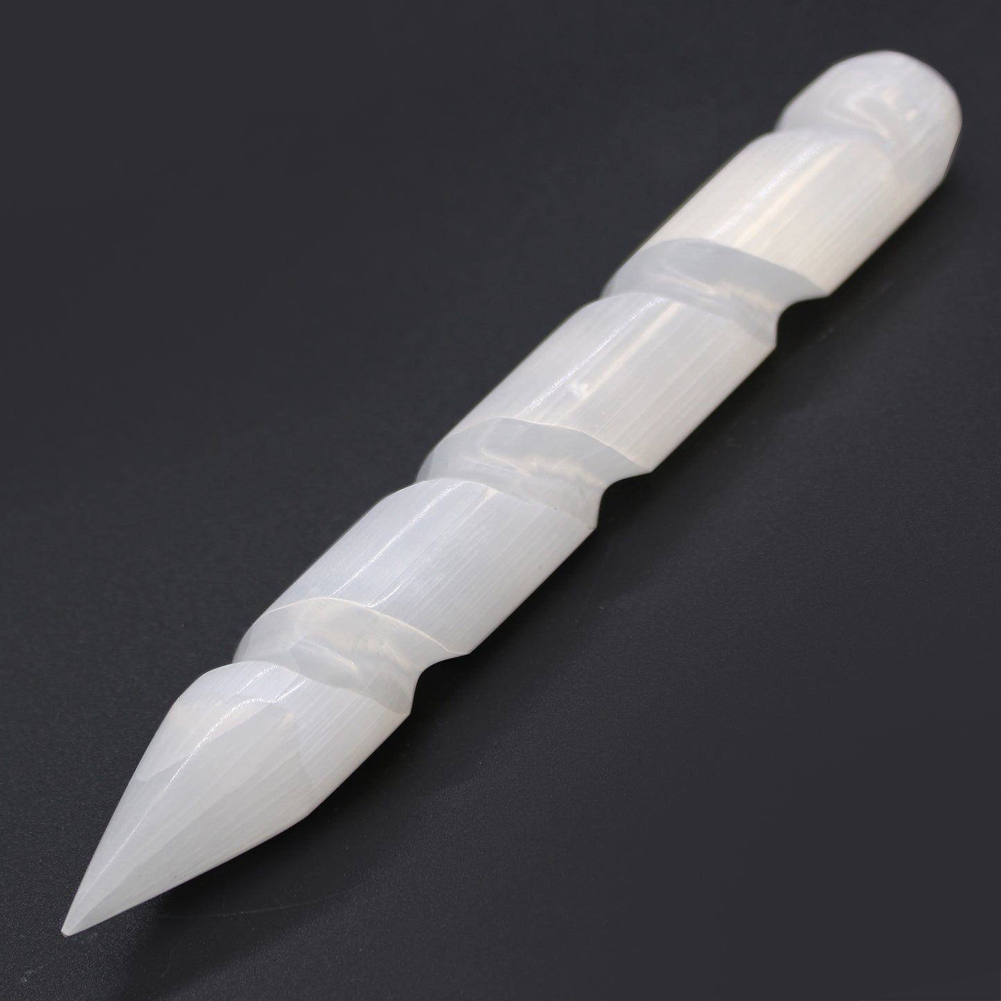 Selenite Spiral Wands | 6 inches | Point One Ends | Athame | Pagan Altar