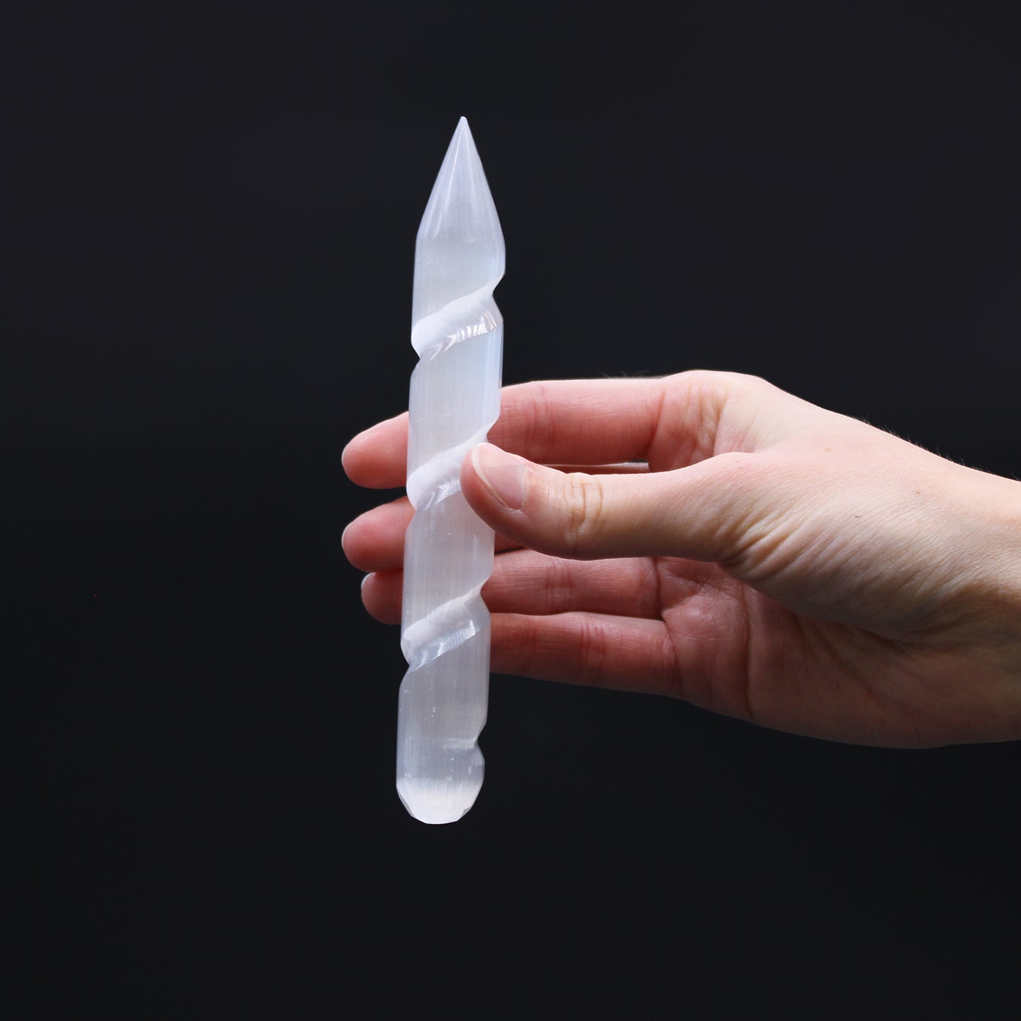 Selenite Spiral Wands | 6 inches | Point One Ends | Athame | Pagan Altar