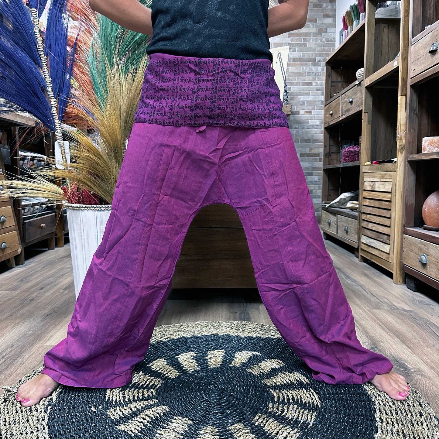 Yoga and Festival Pants | Thai Fisherman Pants | Mandala Mantra on Purple | Boho | Bohostyle | Cotton