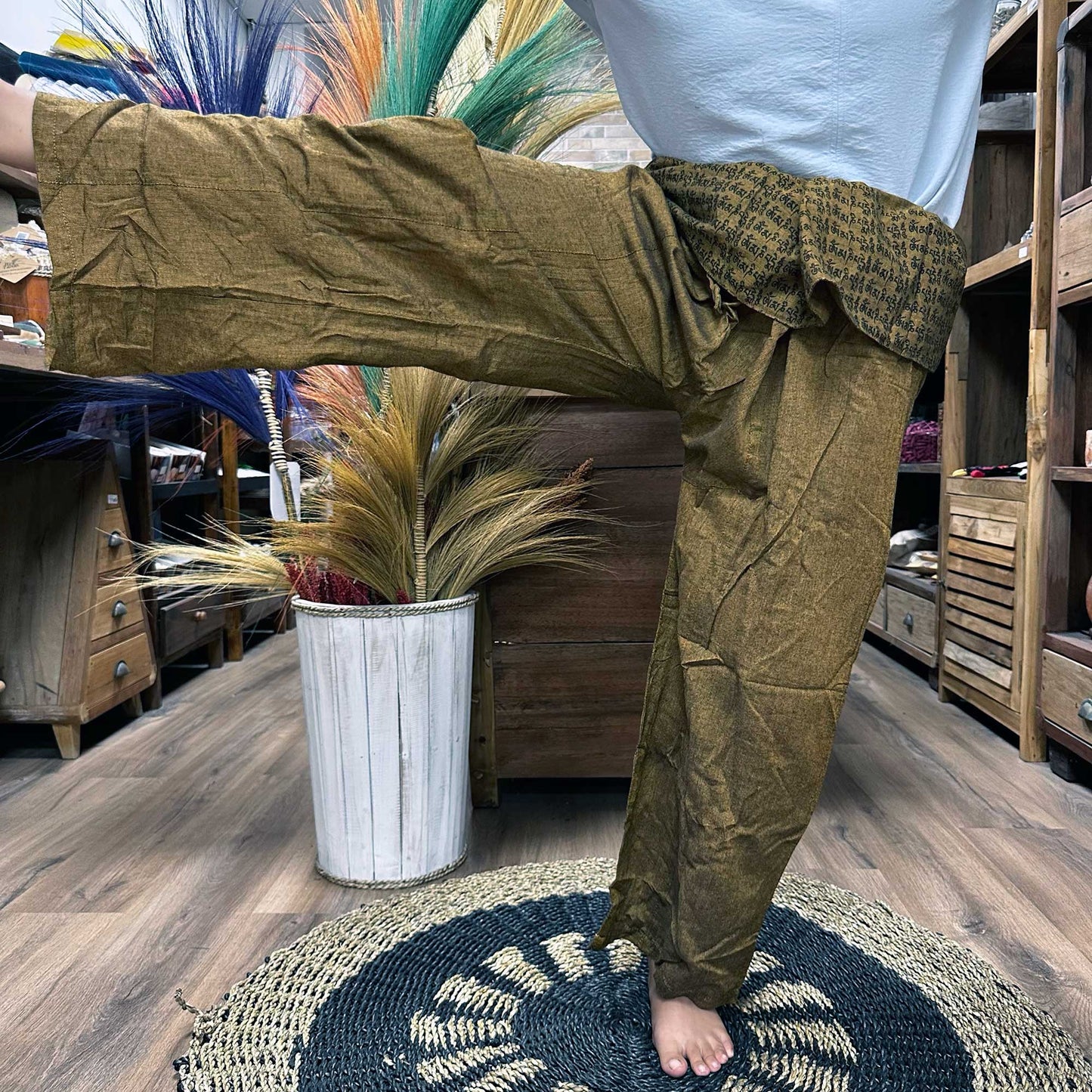 Yoga and Festival Pants | Thai Fisherman Pants | Mandala Mantra on Orange| Boho | Bohostyle | Cotton