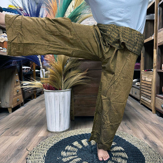 Yoga and Festival Pants | Thai Fisherman Pants | Mandala Mantra on Orange| Boho | Bohostyle | Cotton