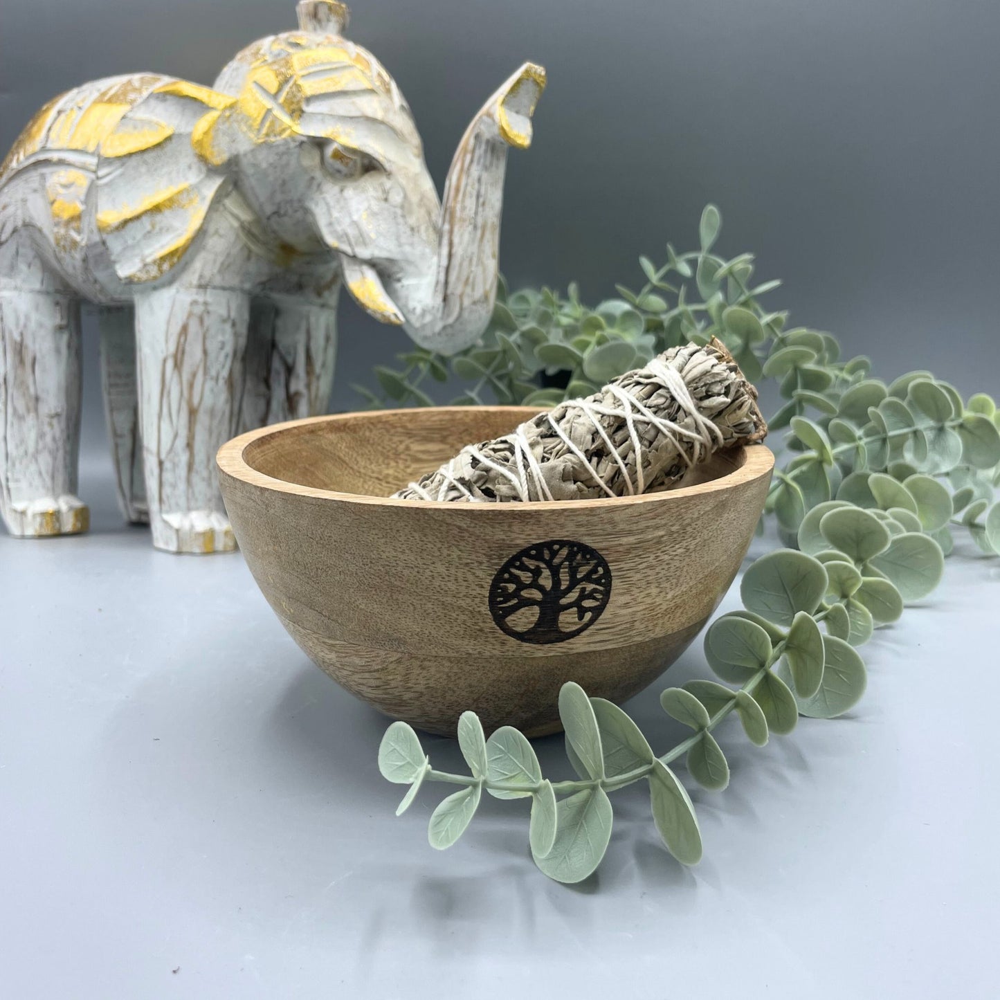Wooden Smudge / Smoke Cleansing  and Ritual Offering Bowl | Tree of Life Engraving