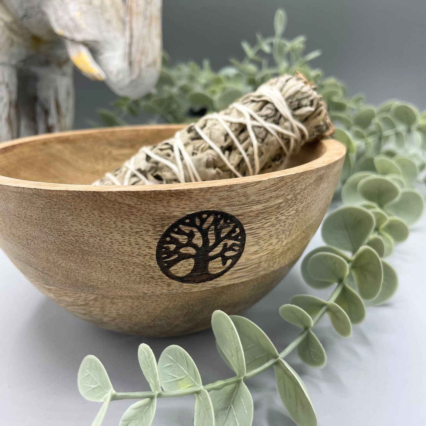 Wooden Smudge / Smoke Cleansing  and Ritual Offering Bowl | Tree of Life Engraving