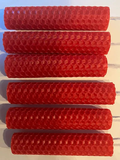 Beeswax Candle | Hand rolled | Red | Rubin Red| Two Sizes | Spell 10 cm | 100 % U.K. Beeswax
