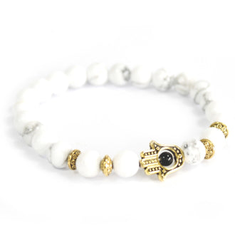 Hamsa Bracelet | White Howlite Bracelet | Boho Jewellery