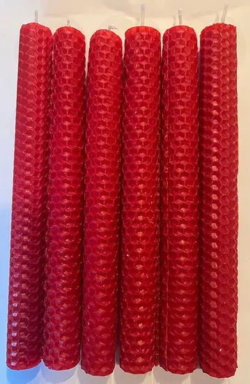 Beeswax Candle | Hand rolled | Red | Rubin Red| Two Sizes | Spell 20cm |