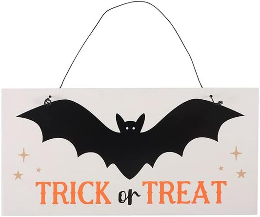 Halloween Hanging Signs | Trick or Treat Bat | Spooky Signs