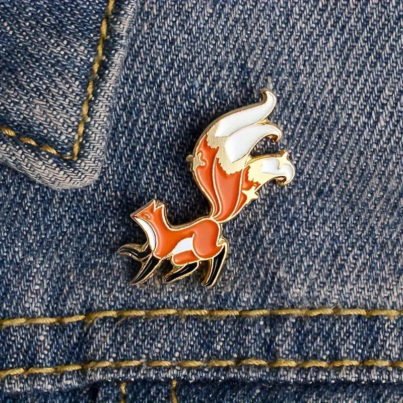 Big Tail Fox Alloy Brooch | Animal Pattern Pin | Clothing Accessories