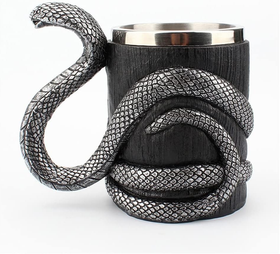 Snake Viking Tankard | 550 ml | Stainless Steel Cup | Gothic Mug | Beer Mugs | Viking Gifts