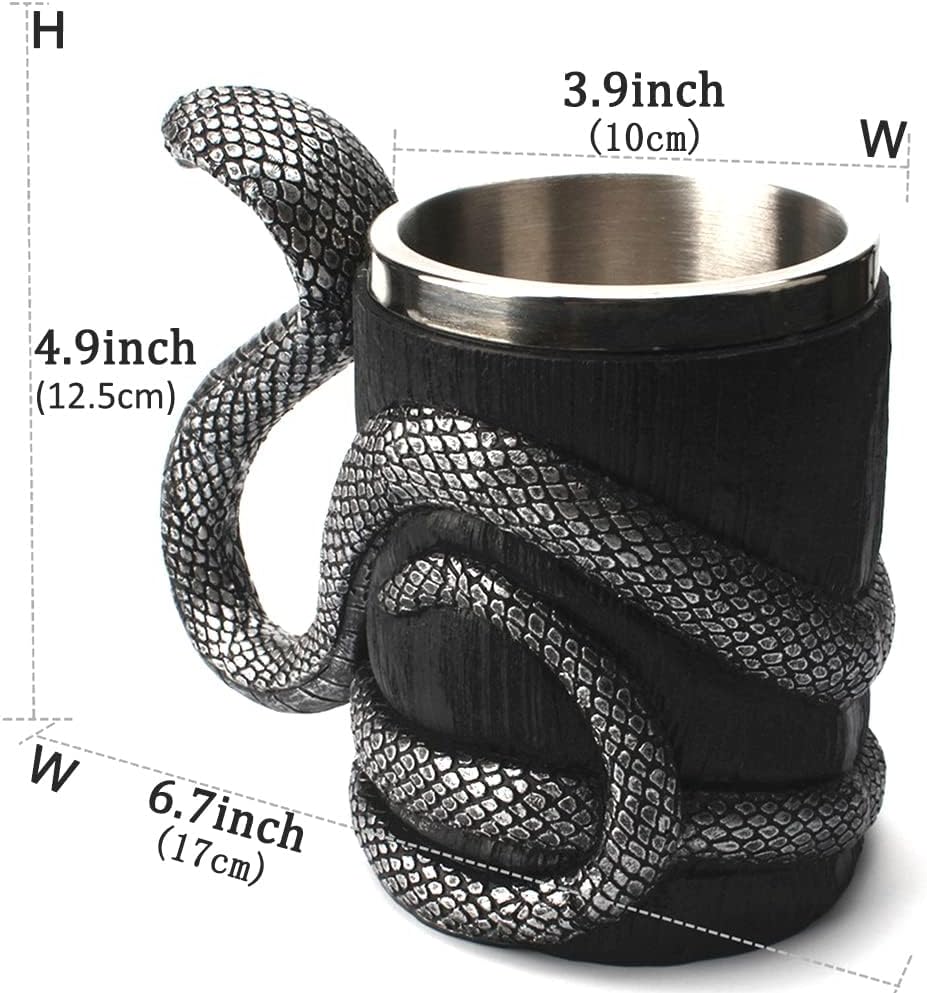 Snake Viking Tankard | 550 ml | Stainless Steel Cup | Gothic Mug | Beer Mugs | Viking Gifts