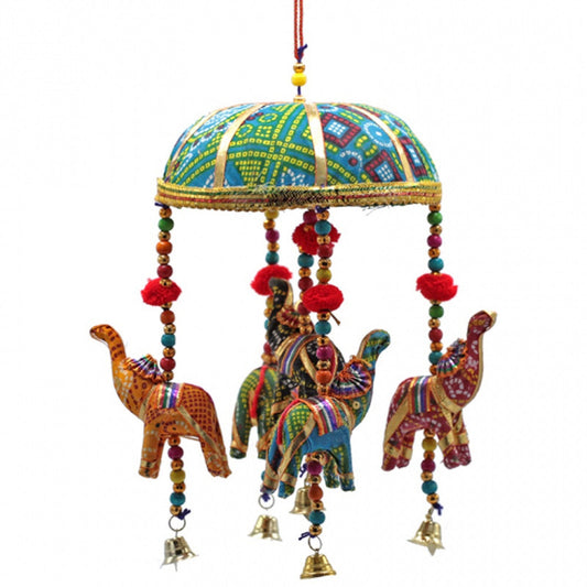 Decorative 5 Elephants Mobile with Bells | Children Mobile | Hanging Decoration | Wall Hangings