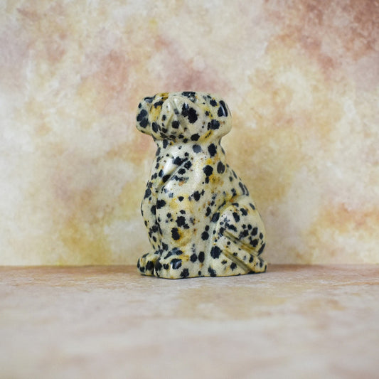 Hand Carved Dog | Dalmation Jasper |  Crystal Figurine