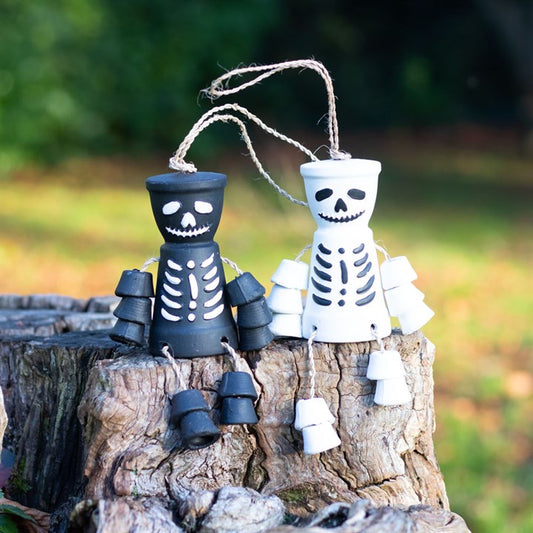 Skeleton Terracotta Pot Man | Two Colours | Black | White