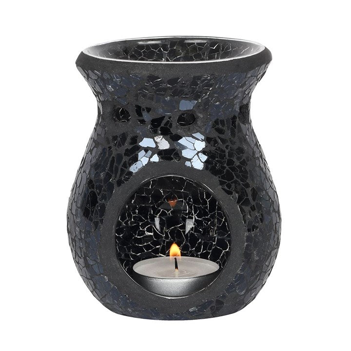 Small Black Crackle Glass Oil Burner | Wax Melt Burner