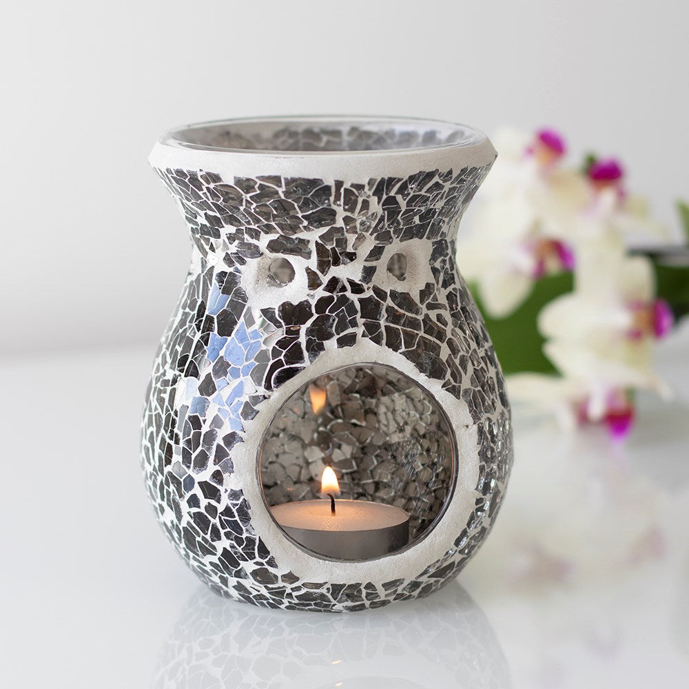 Small Gunmetal Grey Crackle Oil Burner | Home Fragrance | Wax Melts