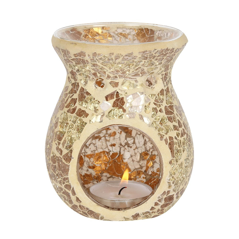 Small Gold Crackle Glass Oil Burner | Wax Melt Burner