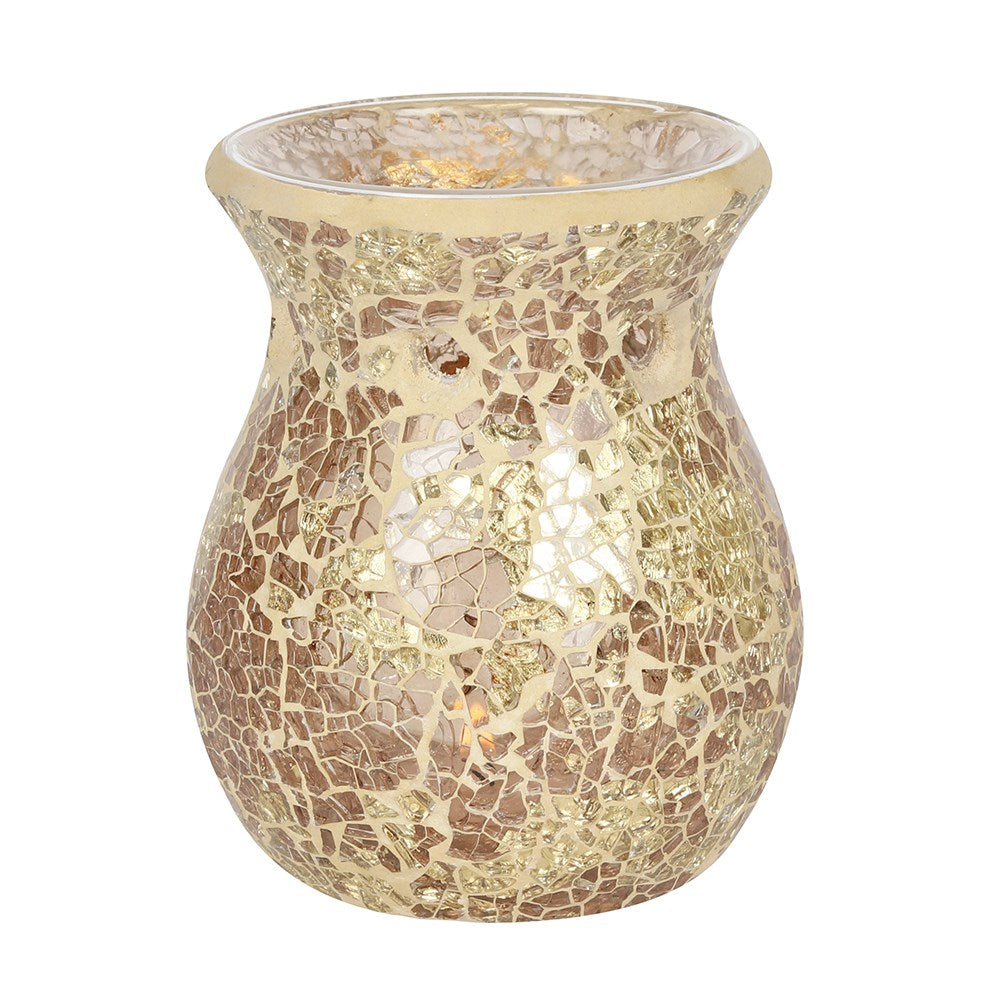 Small Gold Crackle Glass Oil Burner | Wax Melt Burner