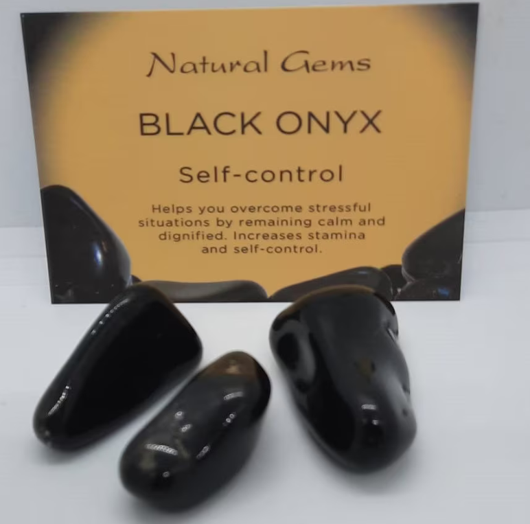 Black Onyx | Tumble Stone | Set of 3 or Single | 20-30mm | Self-Control