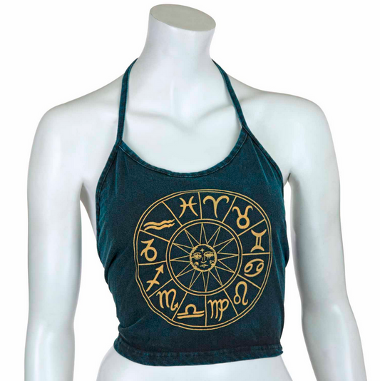 Zodiac Design Halter Neck Top | Two Colours | Boho Style | Hippie