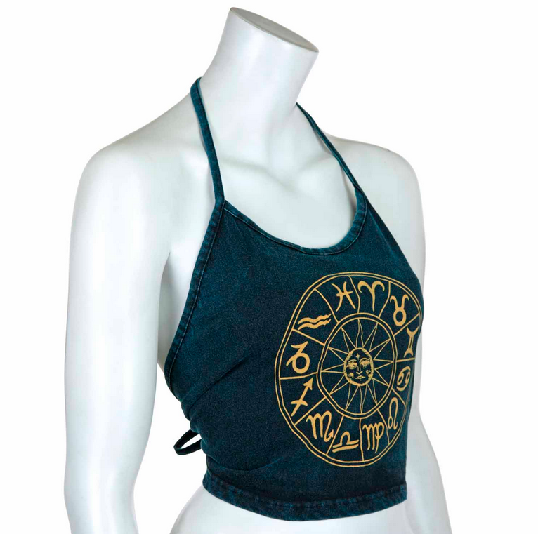 Zodiac Design Halter Neck Top | Two Colours | Boho Style | Hippie