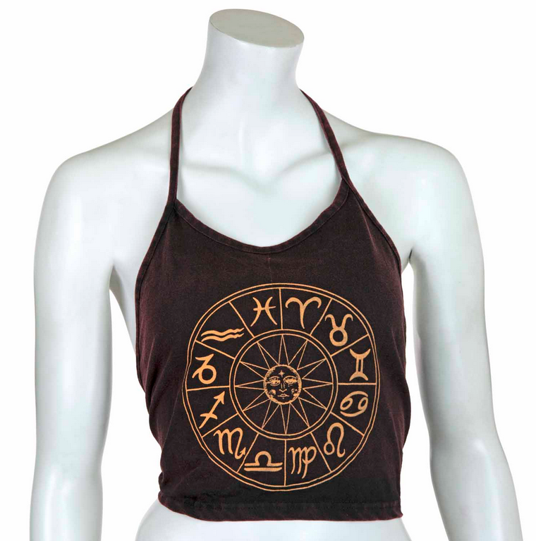 Zodiac Design Halter Neck Top | Two Colours | Boho Style | Hippie