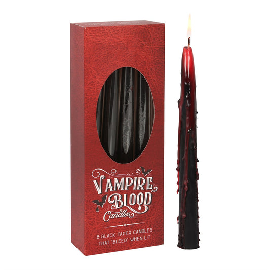 Vampire Blood Taper Candle | Box of 8 |  Black Candle That Bleeds When Lit | Goth Decor | Altar Candles (Copy)