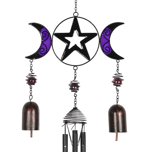 Triple Moon Windchime with Bells | Witch Bells | Suncatcher