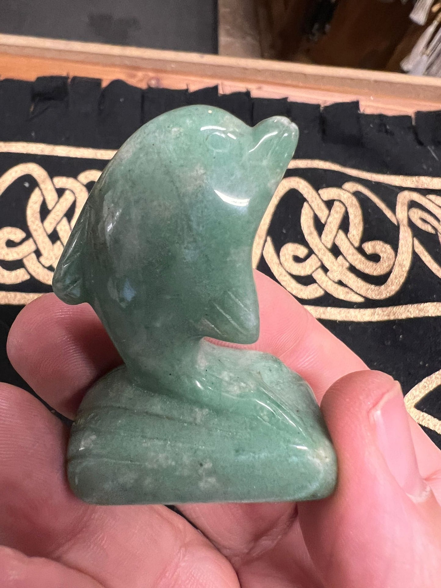 Green Aventurine Dolphin Carving | 50mm | Crystal Figurine | Crystal Animal | Crystal Figurine