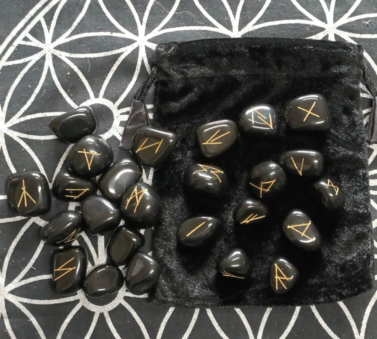 Rune Stones | Black Jasper | Crystal Rune Stones | Set of 25 | Divination