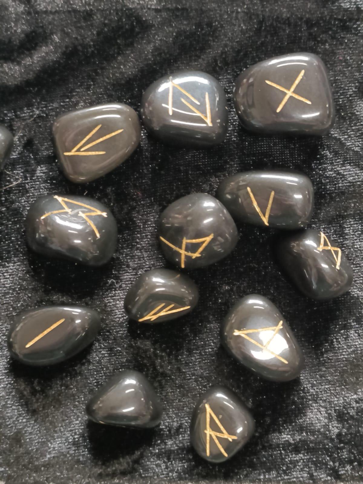 Rune Stones | Black Jasper | Crystal Rune Stones | Set of 25 | Divination