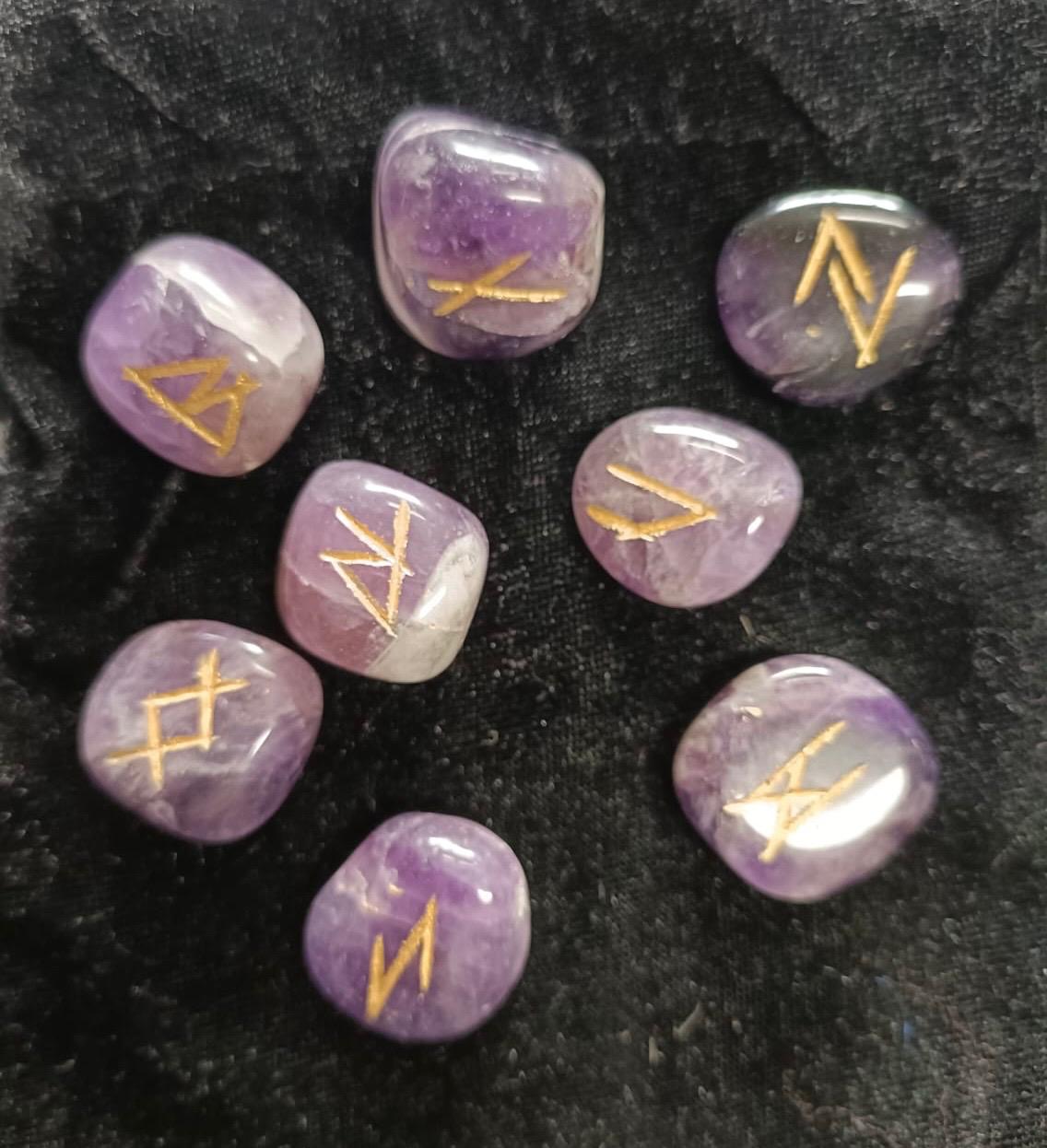 Rune Stones | Amythest | Crystal Rune Stones | Set of 25 | Divination