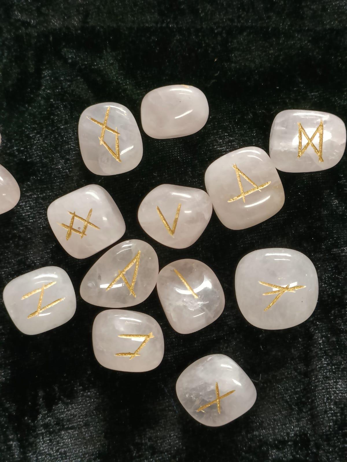 Rune Stones | Rose Quartz | Crystal Rune Stones | Set of 25 | Divination