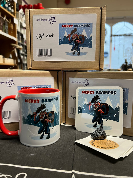 Merry Krampus Gift Set | Mug, Coaster and Tumble Stone | Secret Santa |