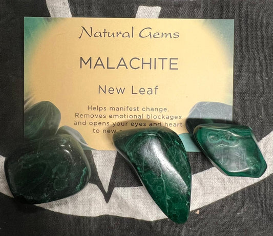 Malachite  | Tumble Stone | Set of 3 or Single | (20-30mm) | New Beginnings