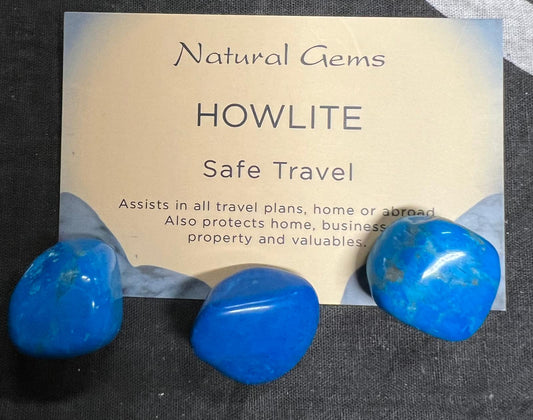 Blue Howlite | Tumble Stone | Set of 3 or Single Stone | 15-20mm | Safe Travel