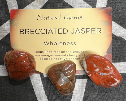 Brecciated Jasper |Tumble Stone | Single Stone or Set of 3 | 20-30mm | Wholeness