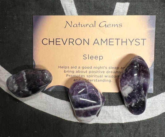 Chevron Amethyst | Tumble Stone | Single Stone or Set of 3 | 20-30mm | Sleep