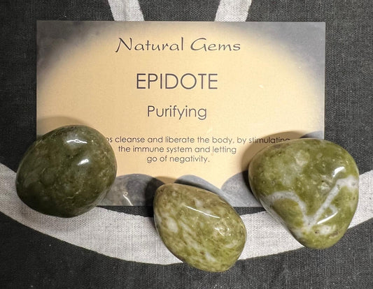 Epidote | Tumble Stone | Single Stone or  Set of 3 | 20-30mm | Purifying