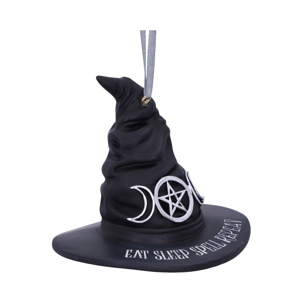 Eat Sleep Spell Repeat Hanging Ornament | 9cm | Witch Hat | Goth Decoration