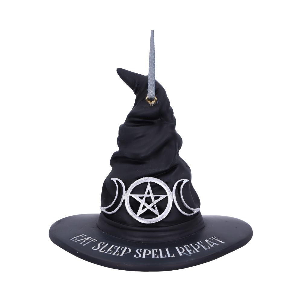 Eat Sleep Spell Repeat Hanging Ornament | 9cm | Witch Hat | Goth Decoration