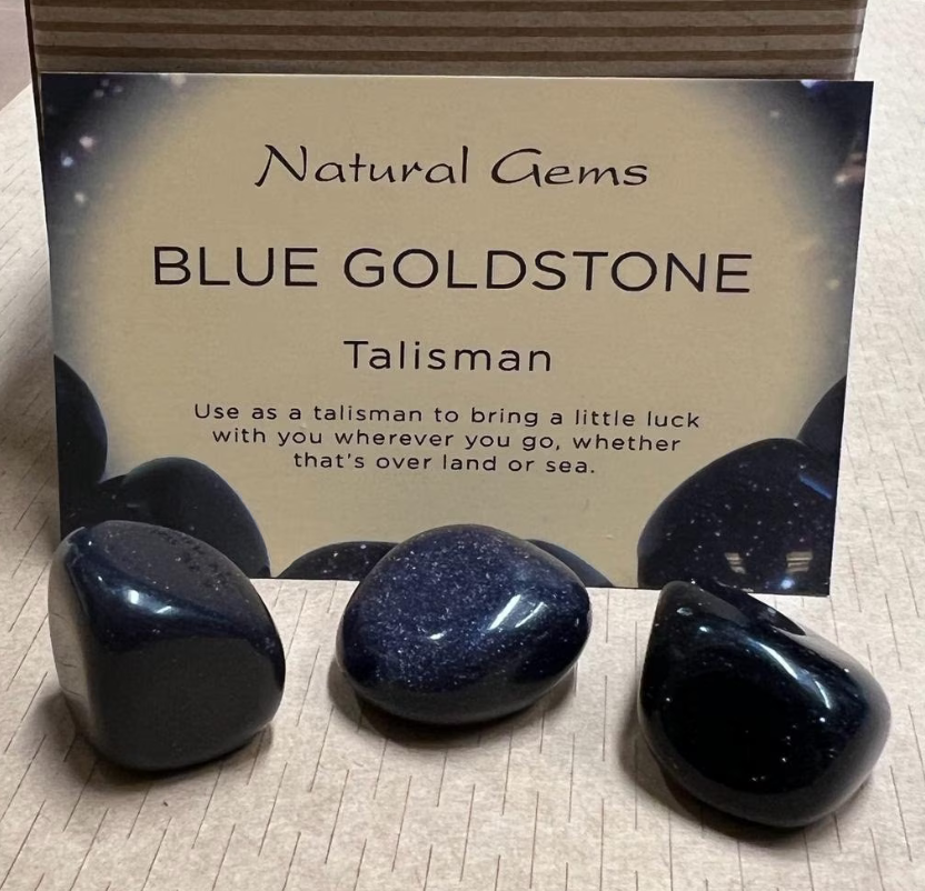 Blue Goldstone | Tumble Stone | Set of 3 or Single | (20-30mm) | Luck Talisman