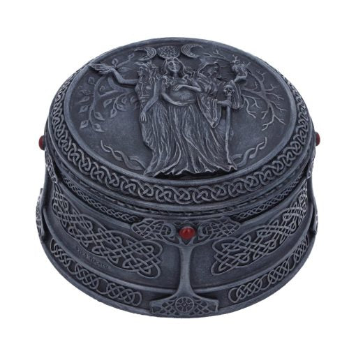 Maiden Mother Crone Triple Moon Pagan Box | 9.5cm | Trinket Box | Offering Altar Box |