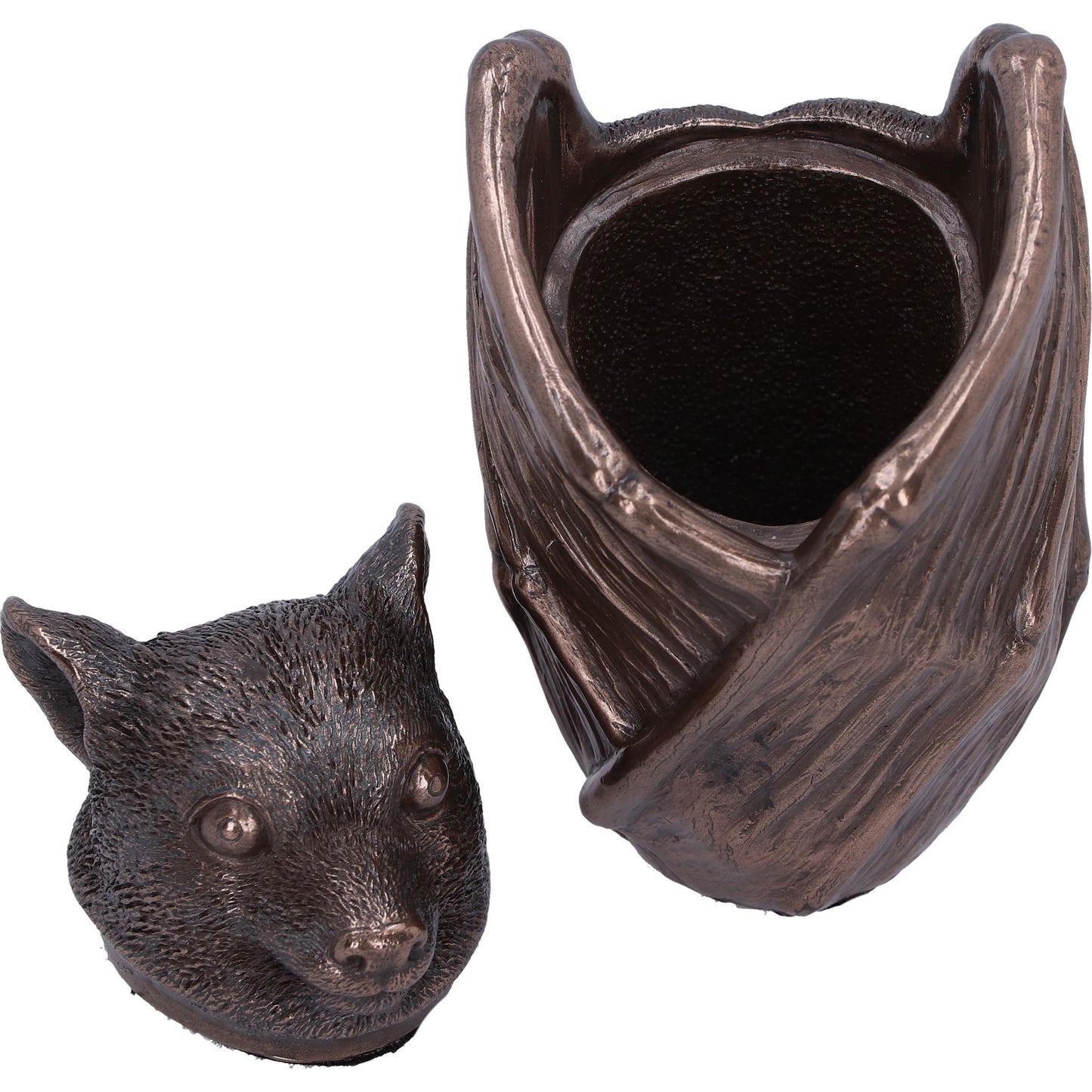 Bronze Bat Snuggle Box | 9cm | Jewellery Box | Keepsake Box | Goth Decor