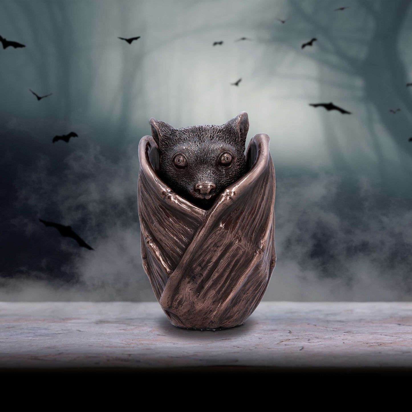 Bronze Bat Snuggle Box | 9cm | Jewellery Box | Keepsake Box | Goth Decor